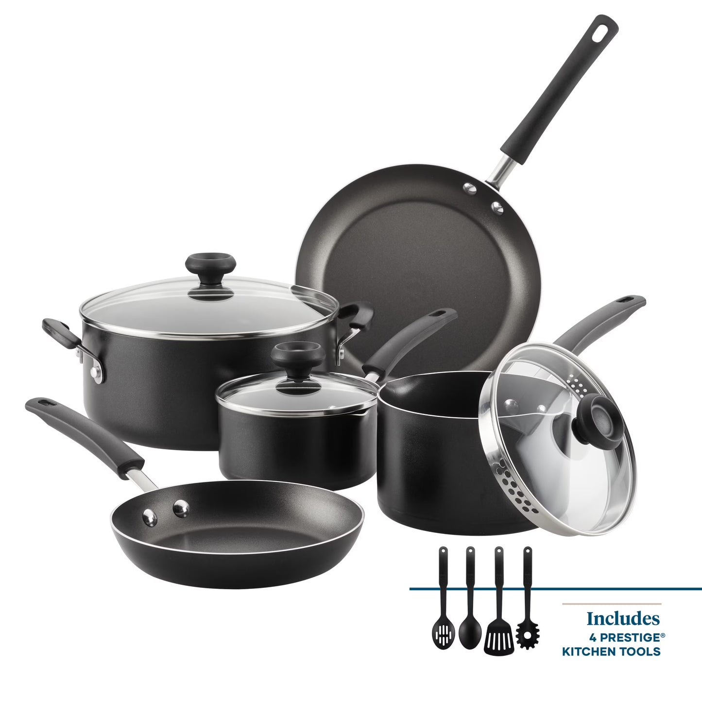 Farberware Easy Clean 12 Pc Nonstick Cookware Set - Black