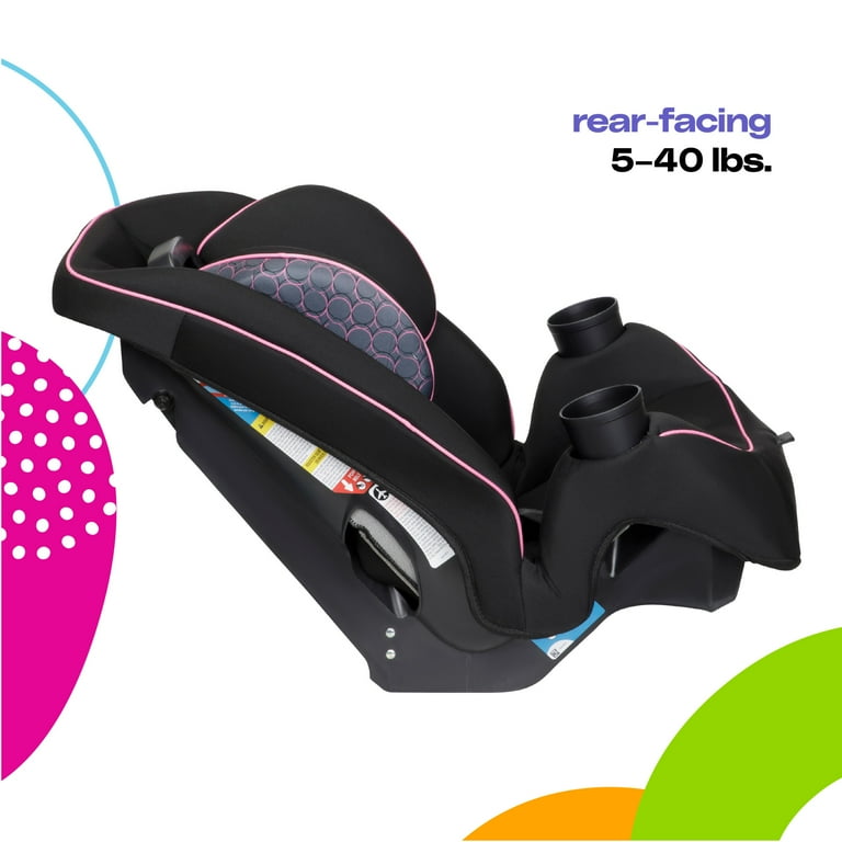 Cosco Kids Easy Elite Slim All-in-One Convertible Car Seat, Pink Rings, Infant & Toddler, Unisex