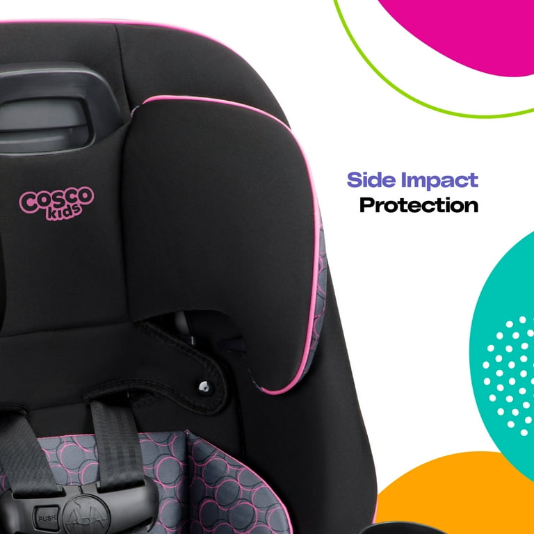 Cosco Kids Easy Elite Slim All-in-One Convertible Car Seat, Pink Rings, Infant & Toddler, Unisex