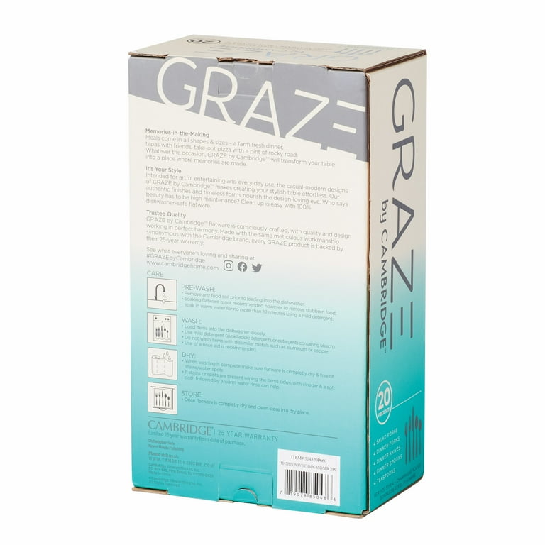 Graze by Cambridge Mathison Champagne Sand & Mirror Stainless Steel 20pc Flatware Set