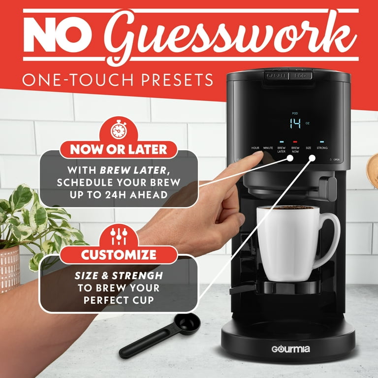 Gourmia Single Serve + 12 Cup Drip Coffee Maker, Thermal Carafe