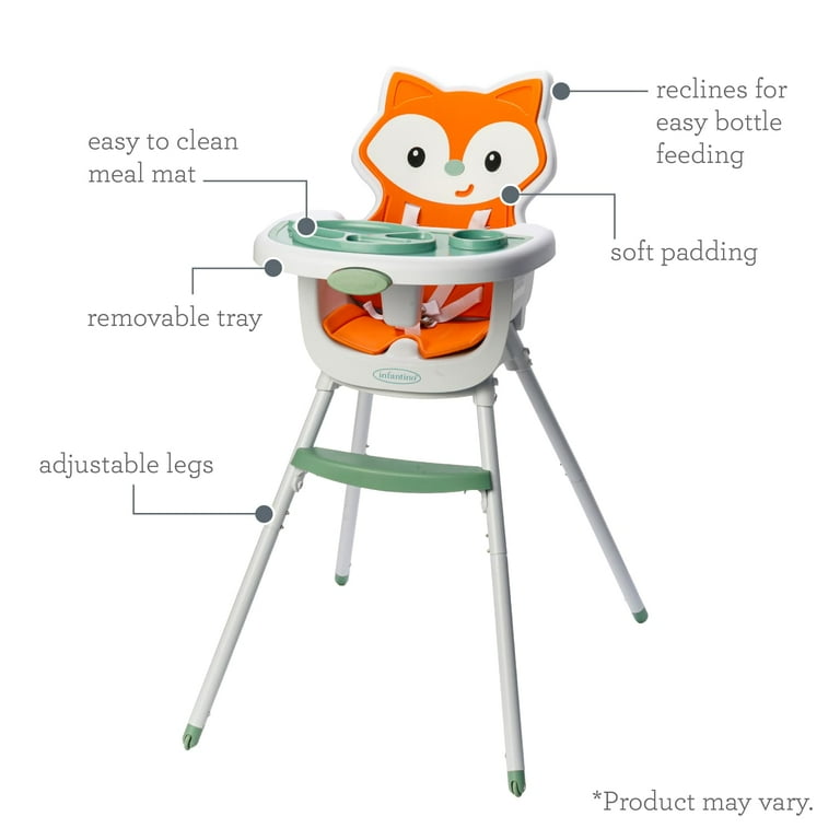 Infantino Grow-with-Me 4-in-1 Convertible High Chair, for Babies & Toddlers 6-36 Months, Orange Fox