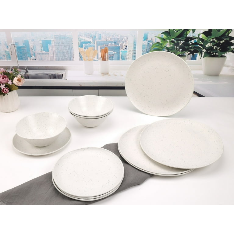 Mainstays 12-Piece Eco-Friendly Dinnerware Set, Tan