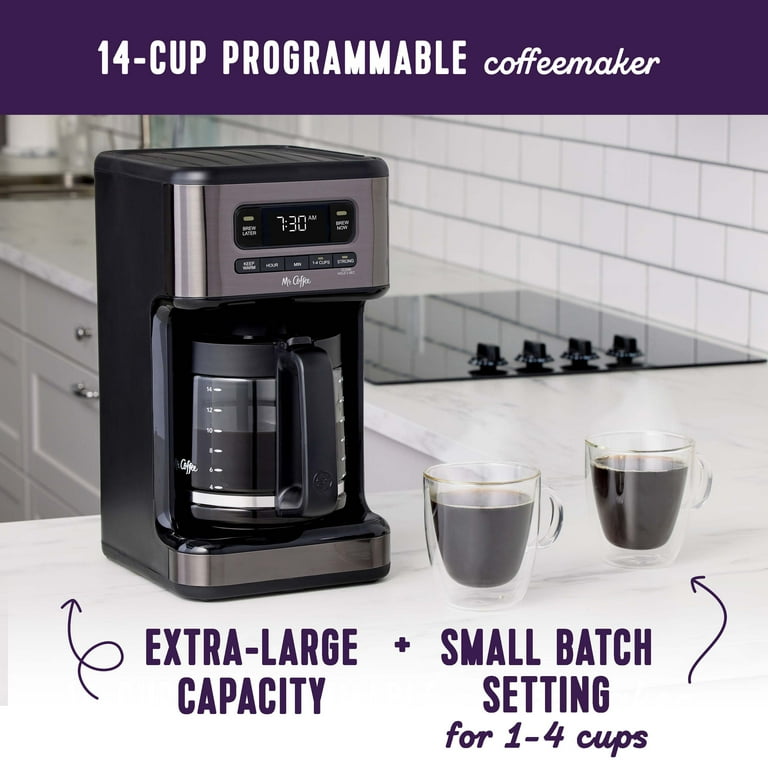 Mr. Coffee® 14 Cup Programmable Coffee Maker, Dark Stainless Steel
