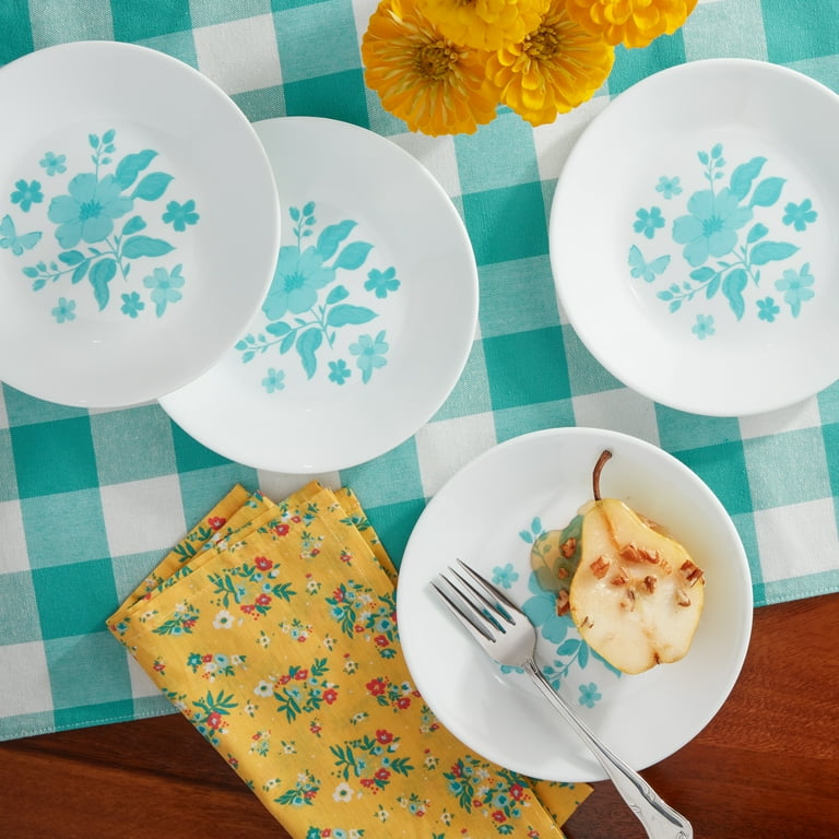 The Pioneer Woman by Corelle 4-Piece Appetizer Plate Set, Evie, Teal
