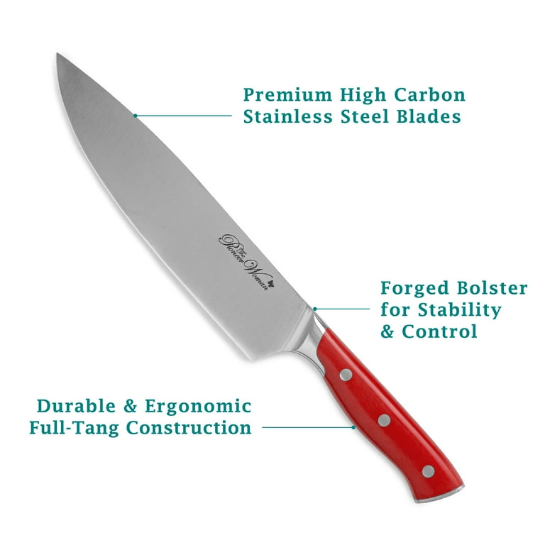 The Pioneer Woman Pioneer Signature 14-Piece Stainless Steel Knife Block Set, Red