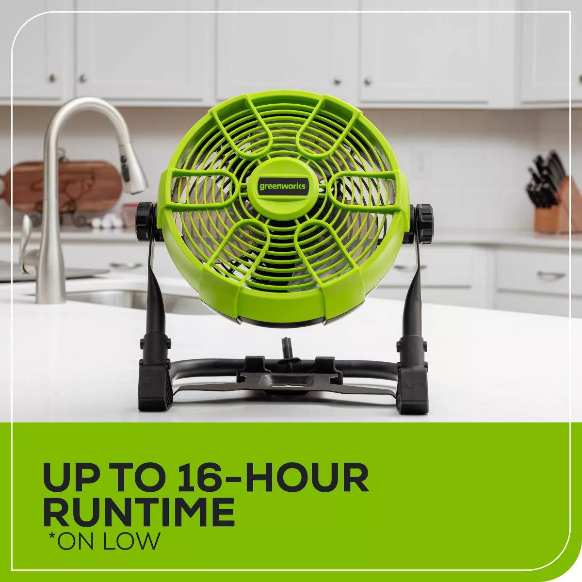 Greenworks Powerall 10" Cordless Hybrid Box Fan Kit with 2.0Ah Battery and Charger Green/Black