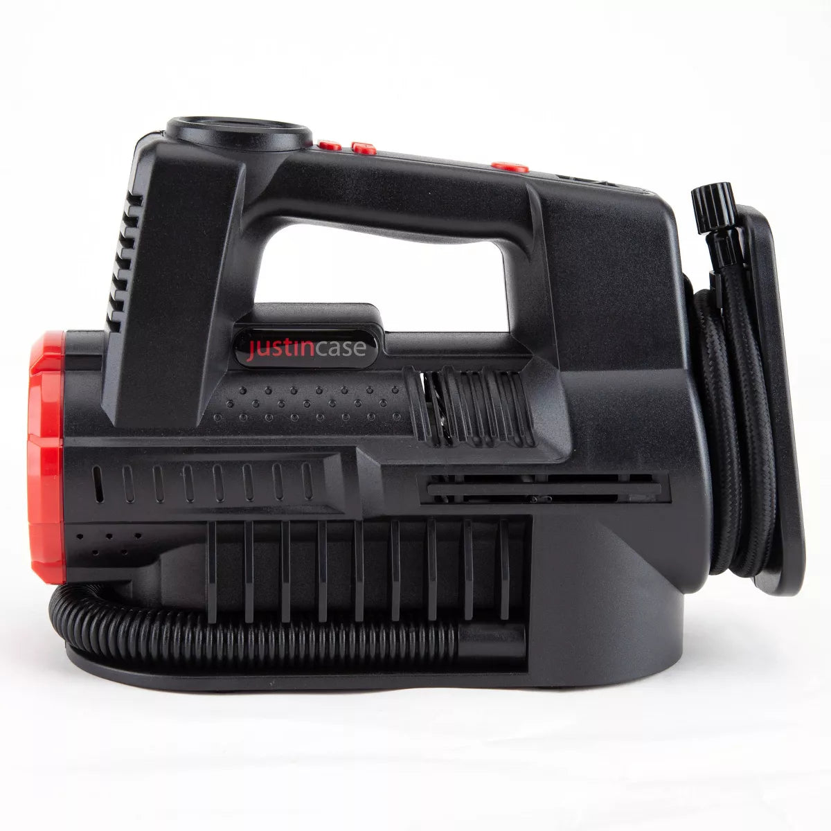 Justin Case Dual Function Tire Inflator: Portable Tire Compressor & Pump for Car, Metal & Plastic, 2 Year Warranty