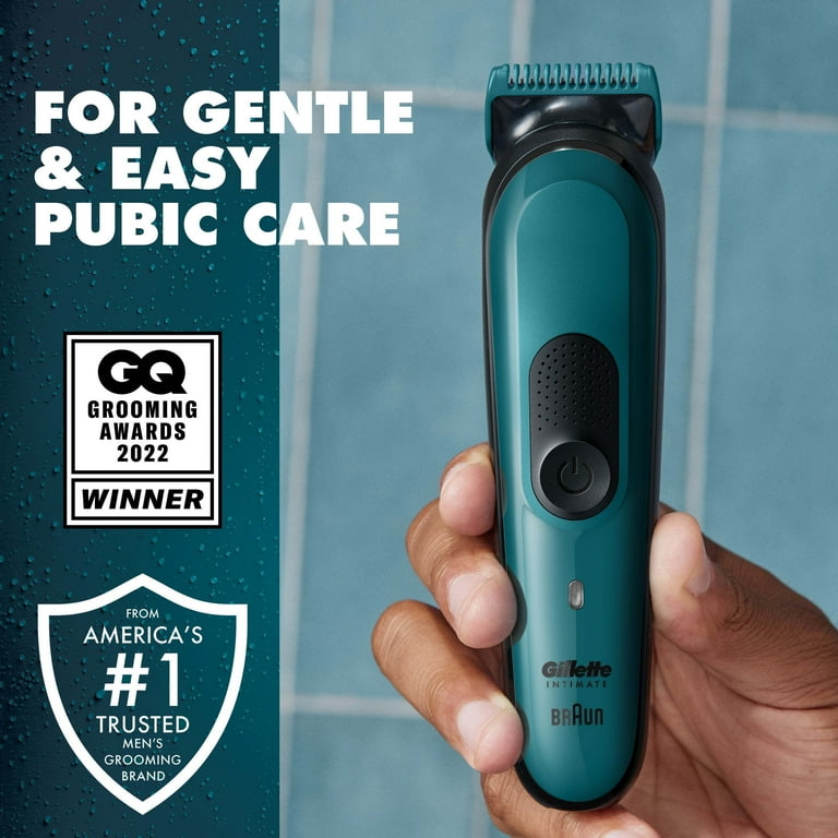 Gillette Intimate i3 Men's Pubic Hair Electric Trimmer for Men, Waterproof, Blue