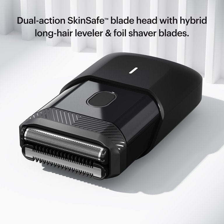 MANSCAPED® The Handyman™ Compact Foil Face Shaver – Men’s Travel Electric Facial Hair Groomer, USB-C Rechargeable - Black