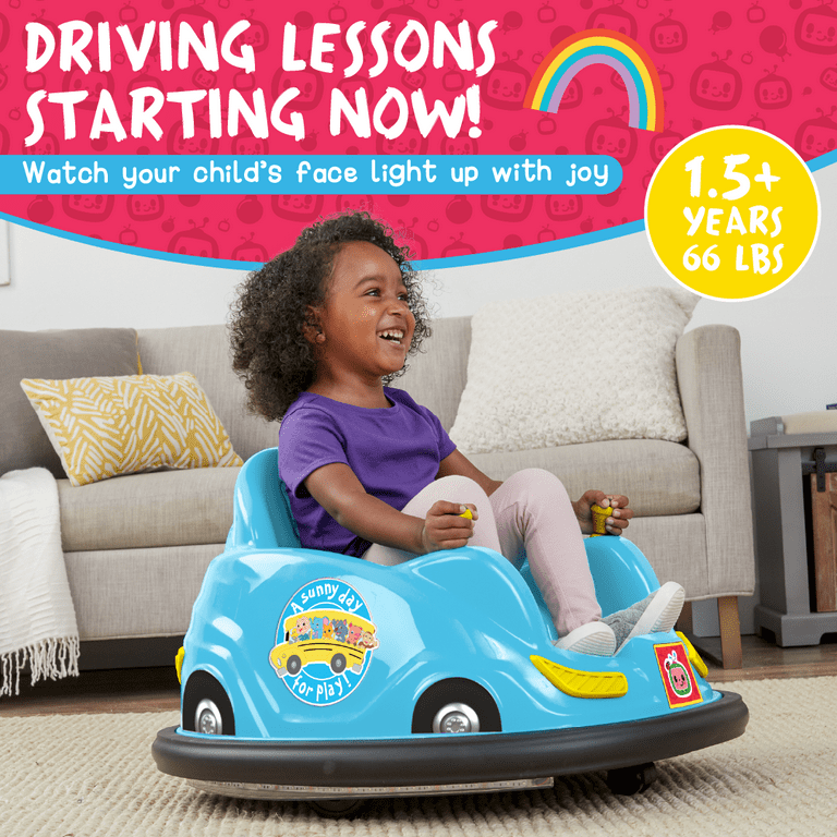 CoComelon 6V Bumper Car, Battery Powered, Electric Ride on for Children by Flybar, Includes Charger