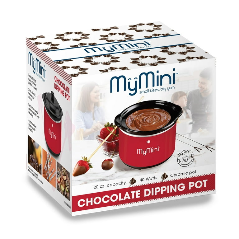 MyMini 20 oz Chocolate Fondue Dipping Pot, 40-Watts, Nonstick Ceramic, Red