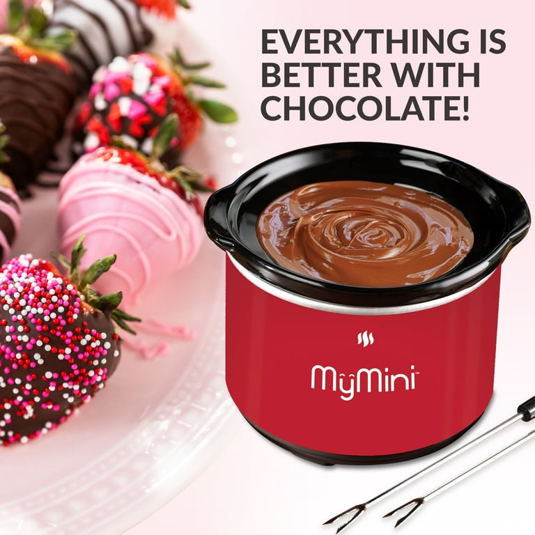 MyMini 20 oz Chocolate Fondue Dipping Pot, 40-Watts, Nonstick Ceramic, Red