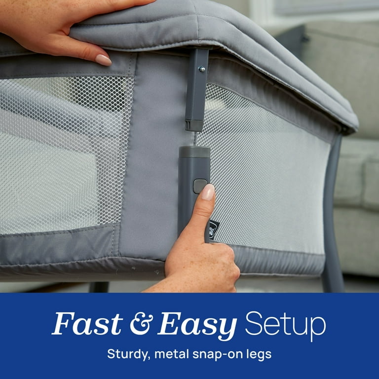 Chicco LullaGo Anywhere Portable Bedside Bassinet - Sandstone (Grey), New