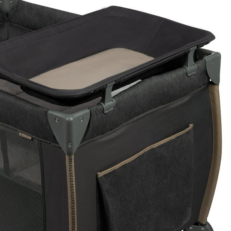 Monbebe Play Yard – Full-Size Rocking Bassinet, Removable Changer & Toy Bar – Castle Point