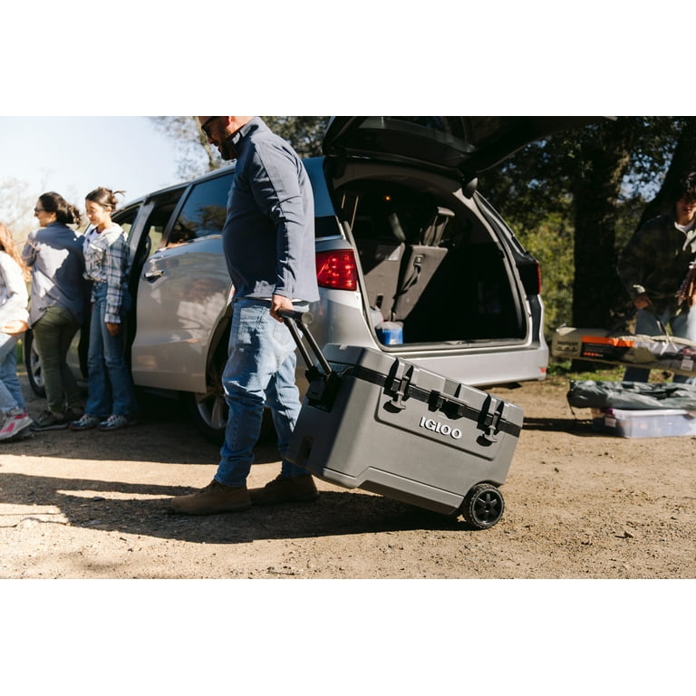 Igloo 72 QT Overland Ice Chest Cooler with Wheels, Gray