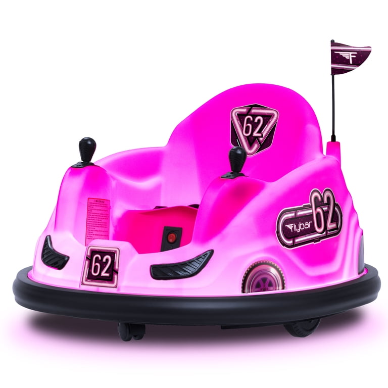 Flybar Pink Glow 6V Bumper Car, Battery Powered Ride On for Children Ages 1.5+, 66lbs