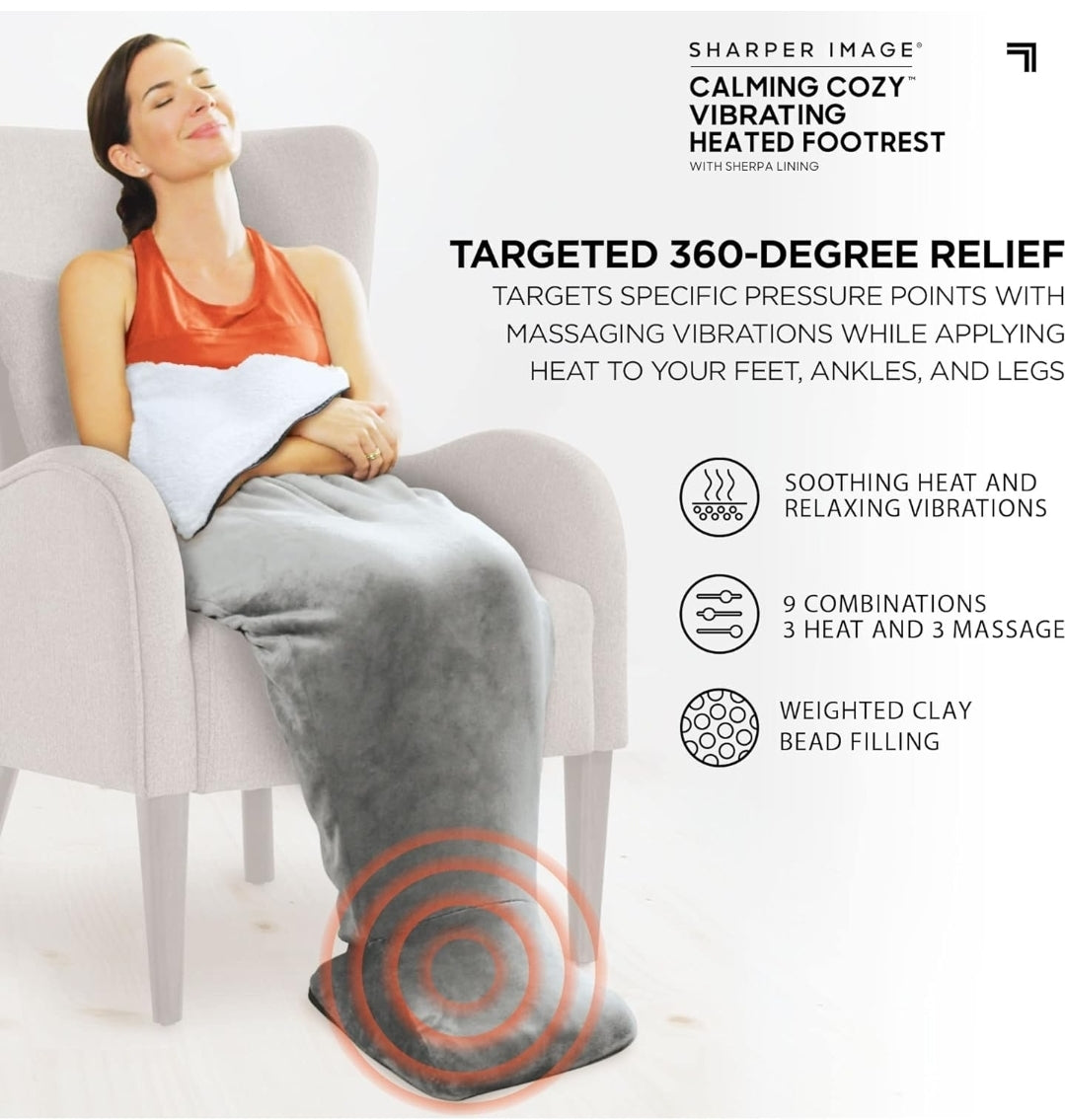 Sharper Image Personal Sherpa Wrap with Electric Heating Massaging Vibrating Foot Bed, 3 Heat & 3 Massage Settings for 9 Relaxing Combinations