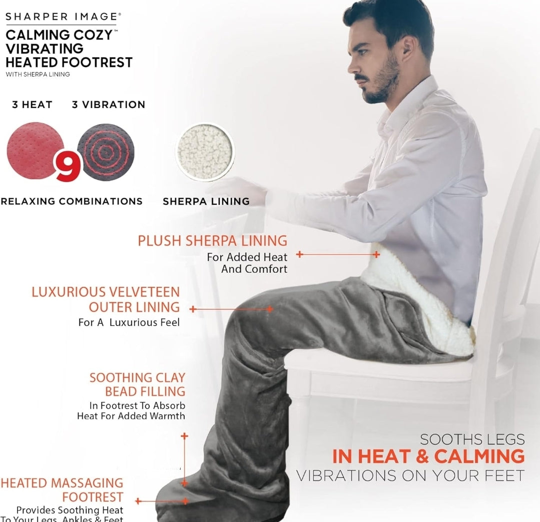 Sharper Image Personal Sherpa Wrap with Electric Heating Massaging Vibrating Foot Bed, 3 Heat & 3 Massage Settings for 9 Relaxing Combinations