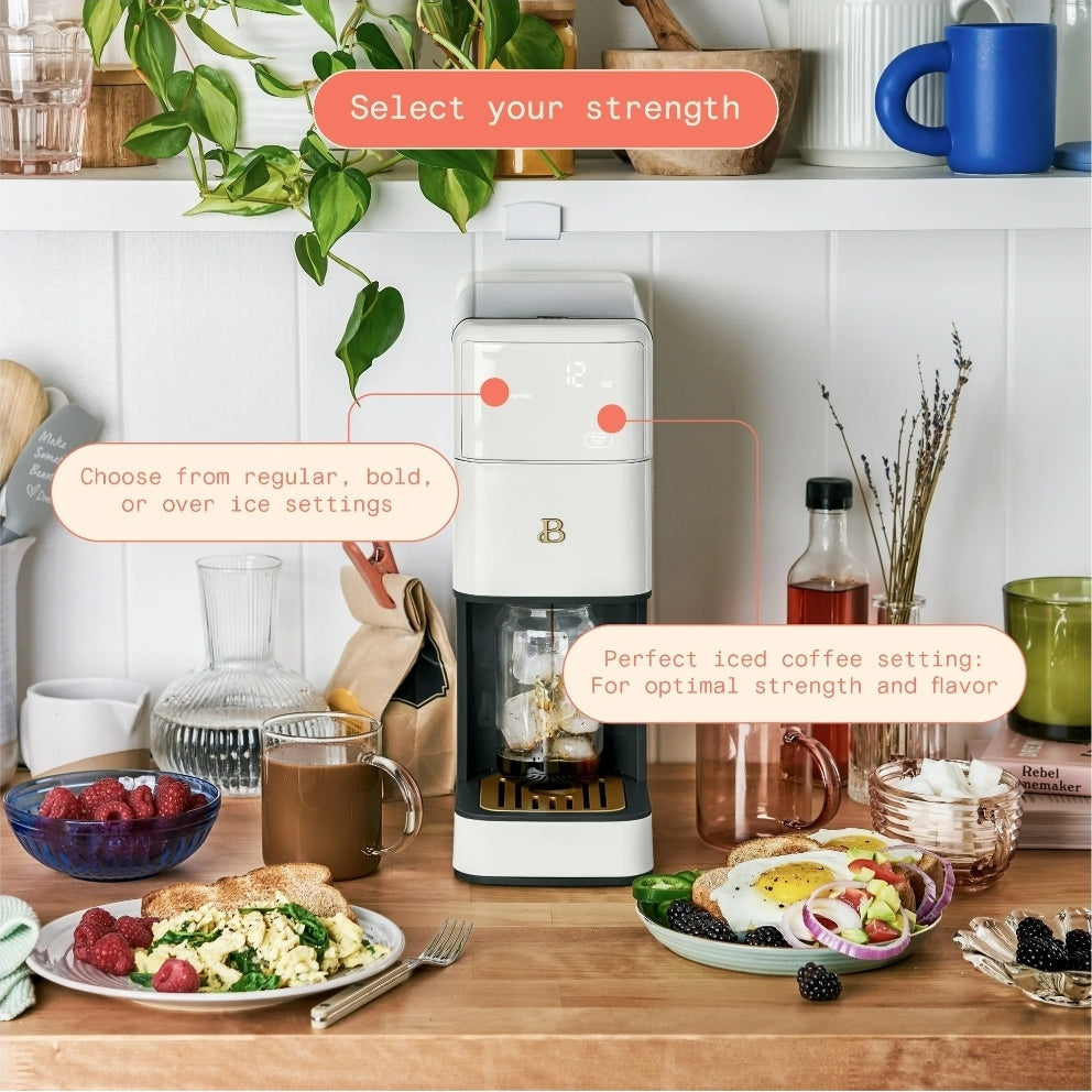 Beautiful Perfect Grind™ Programmable Single Serve Coffee Maker, White by Drew Barrymore