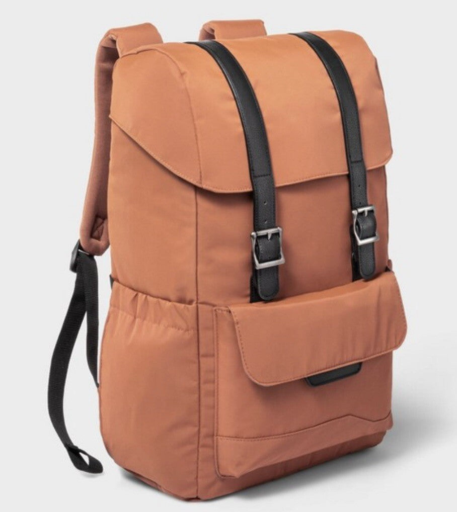 Fitted Flap Backpack Amber Brown - Open Story