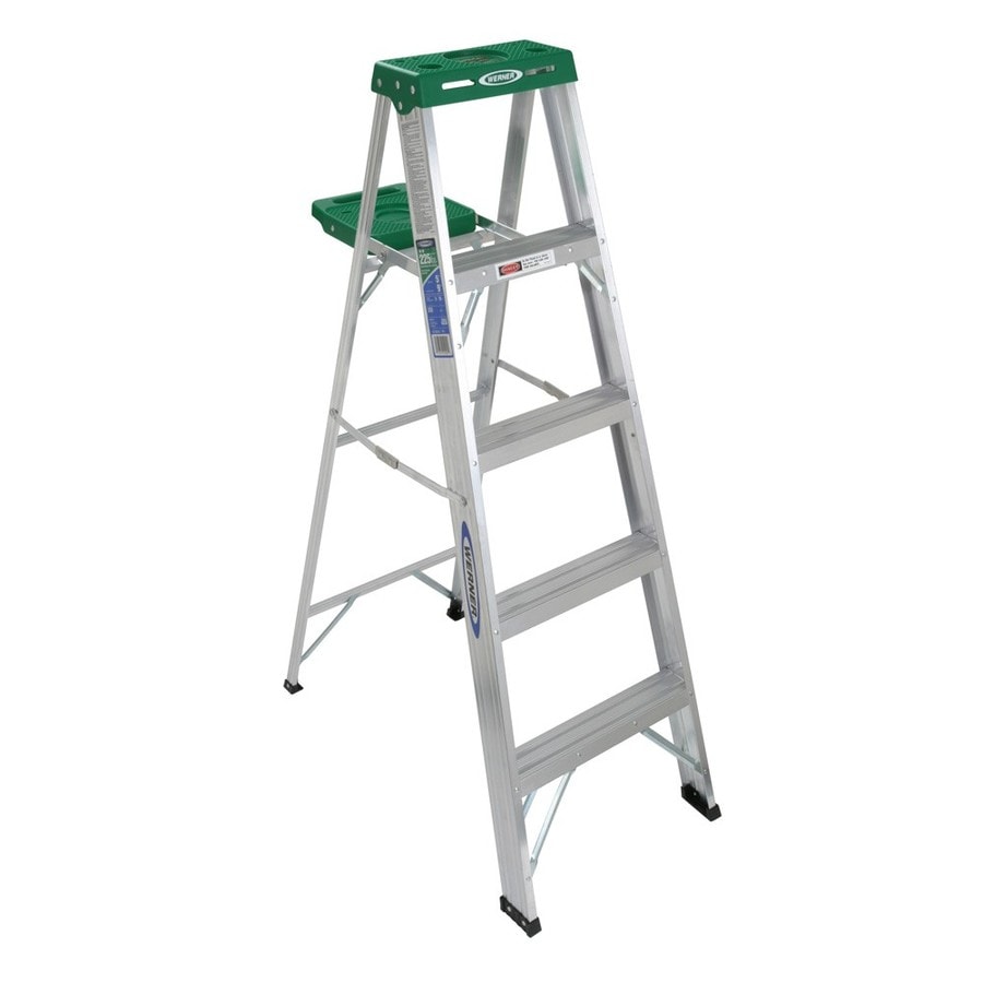 Werner 5 ft. Aluminum Step Ladder (9 ft. Reach Height) with 225 lb. Load Capacity Type II Duty Rating