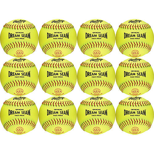 Rawlings | Official DREAM SEAM Fastpitch Softballs | USA/ASA | 11" Pro Leather Cover | C11RYLA | 12 Count