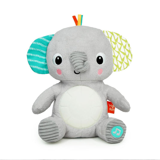 Bright Starts Hug-a-Bye Baby Elephant Stuffed Animal Dual-Mode Soft Toy Soother, Gray