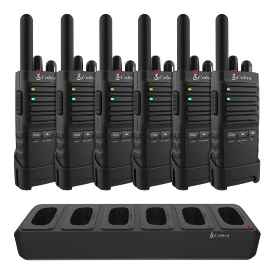 Cobra PX655 Pro Business 2W FRS Two-Way Radios (6-Pack) & Charging Dock, Business Walkie Talkies