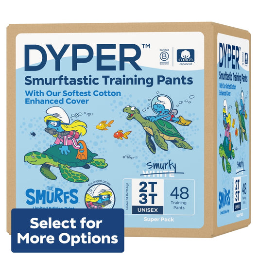 DYPER Cotton-Enhanced Training Pants Smurfs Edition, Size 2T-3T, 48 Count