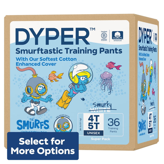 DYPER Cotton-Enhanced Training Pants Smurfs Edition, Size 4T-5T, 36 Count
