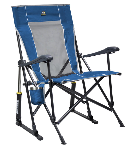 GCI Outdoor RoadTrip Rocker Foldable Rocking Camp Chair, Blue