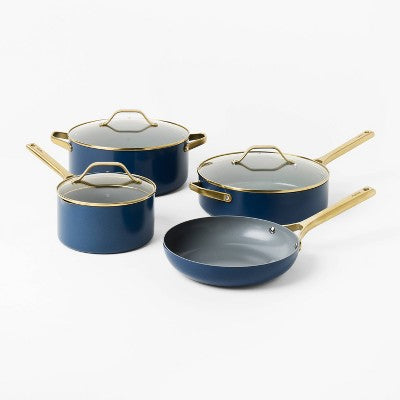 Figmint 7pc Nonstick Ceramic Coated Aluminum Cookware Set with Champ