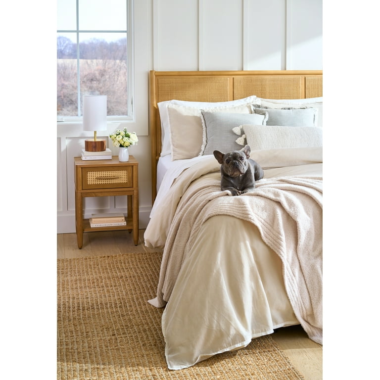 Better Homes & Gardens Springwood Caning Nightstand, Light Honey Finish