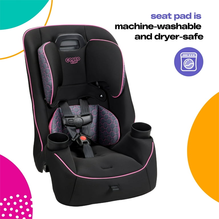 Cosco Kids Easy Elite Slim All-in-One Convertible Car Seat, Pink Rings, Infant & Toddler, Unisex