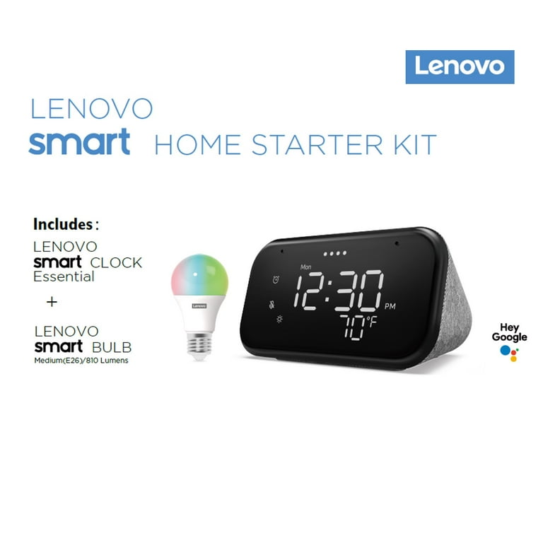 Lenovo Smart Clock Essential and Smart Color Bulb (Wi-Fi,  A19, 800 Lumen - 60 Watt Equiv.)