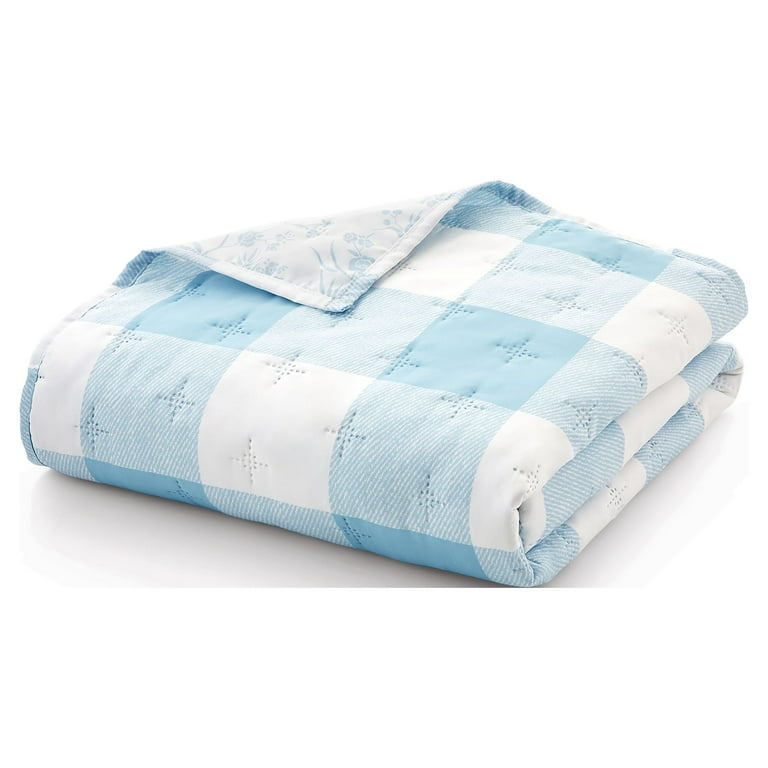 Mainstays Reversible Quilt Set In A Tote (Twin) Blue Plaid 3pc