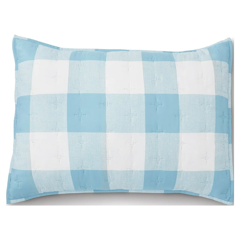 Mainstays Reversible Quilt Set In A Tote (Twin) Blue Plaid 3pc