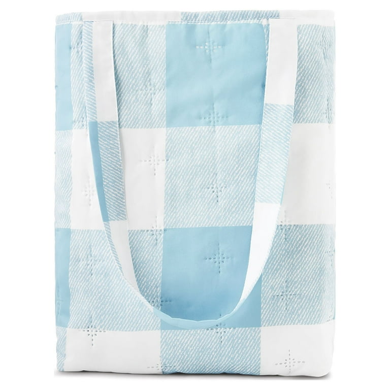 Mainstays Reversible Quilt Set In A Tote (Twin) Blue Plaid 3pc