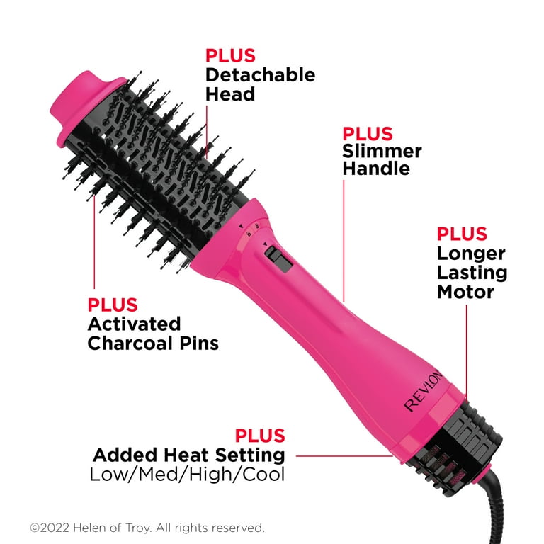 Revlon One-Step Volumizer PLUS 2.0 Hair Dryer and Hot Air Brush, Pink