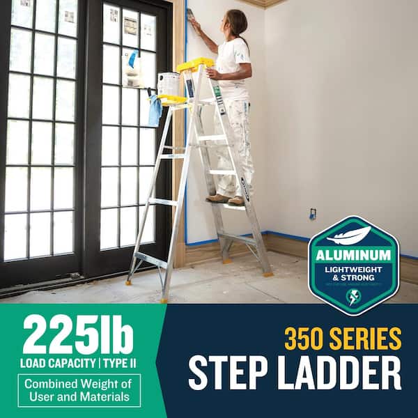 Werner 5 ft. Aluminum Step Ladder (9 ft. Reach Height) with 225 lb. Load Capacity Type II Duty Rating
