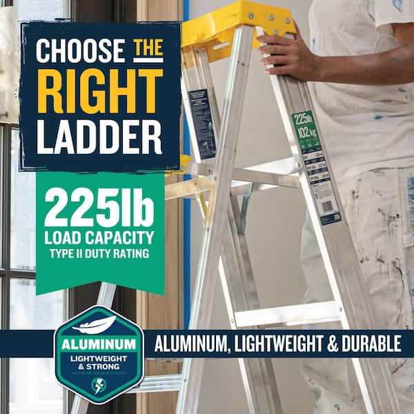 Werner 5 ft. Aluminum Step Ladder (9 ft. Reach Height) with 225 lb. Load Capacity Type II Duty Rating