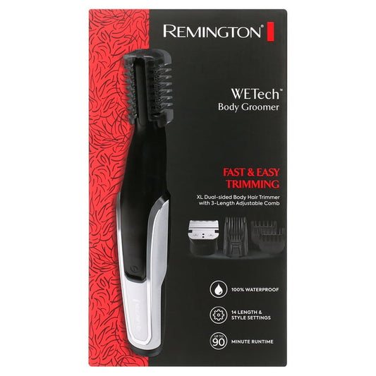 Remington WETech Body Grooming Kit for Men with XL Dual-Sided Trimmer, 3 Combs, Black, BG3500