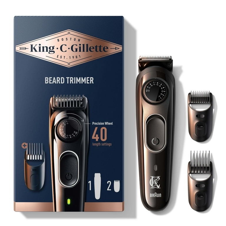 King C. Gillette Beard Trimmer for Men, Cordless Rechargeable Electric Razor