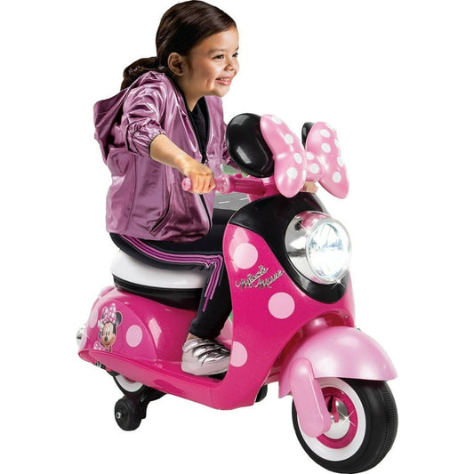 Disney Minnie Mouse 6V Euro Scooter Ride-on Battery-Powered Toy for Girls, Ages 1.5+ Years, by Huffy