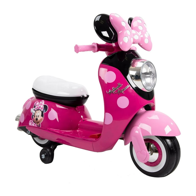 Disney Minnie Mouse 6V Euro Scooter Ride-on Battery-Powered Toy for Girls, Ages 1.5+ Years, by Huffy