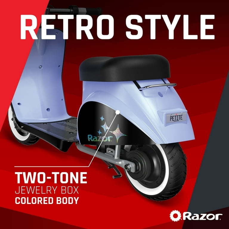 Razor Pocket Mod Petite - Purple, 12V Miniature Euro-Style Electric Scooter, up to 8 mph, for Ages 7+