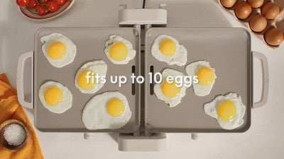 Bella Fold and Store Dual Temp Griddle Oatmilk: 1200W Electric Hot Plate, Aluminum Cooking Surface, 2-Year Warranty