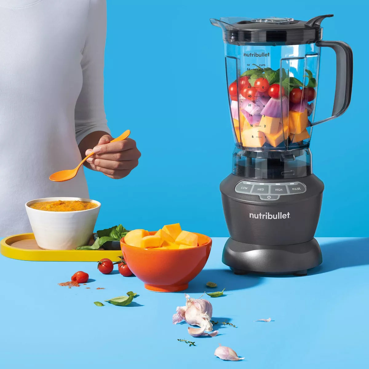 NutriBullet Blender 1200 Watts: Countertop Smoothie Blender, 64oz Capacity, 3 Speeds, Stainless Steel Blades, Dark Gray