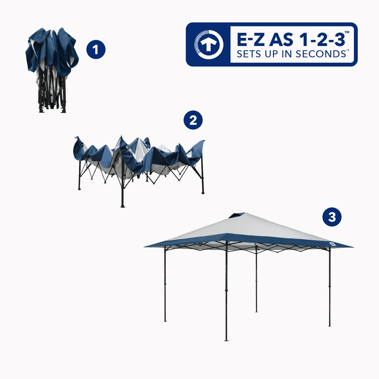 E-Z UP 13x13 ONE-UP Instant Canopy Tent – Pop Up Outdoor Shade Tent with Vented Top, Adjustable Height & Roller Bag